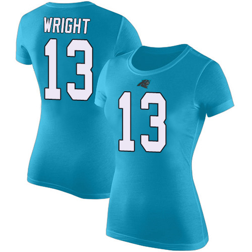 Carolina Panthers Blue Women Jarius Wright Rush Pride Name and Number NFL Football #13 T Shirt->nfl t-shirts->Sports Accessory